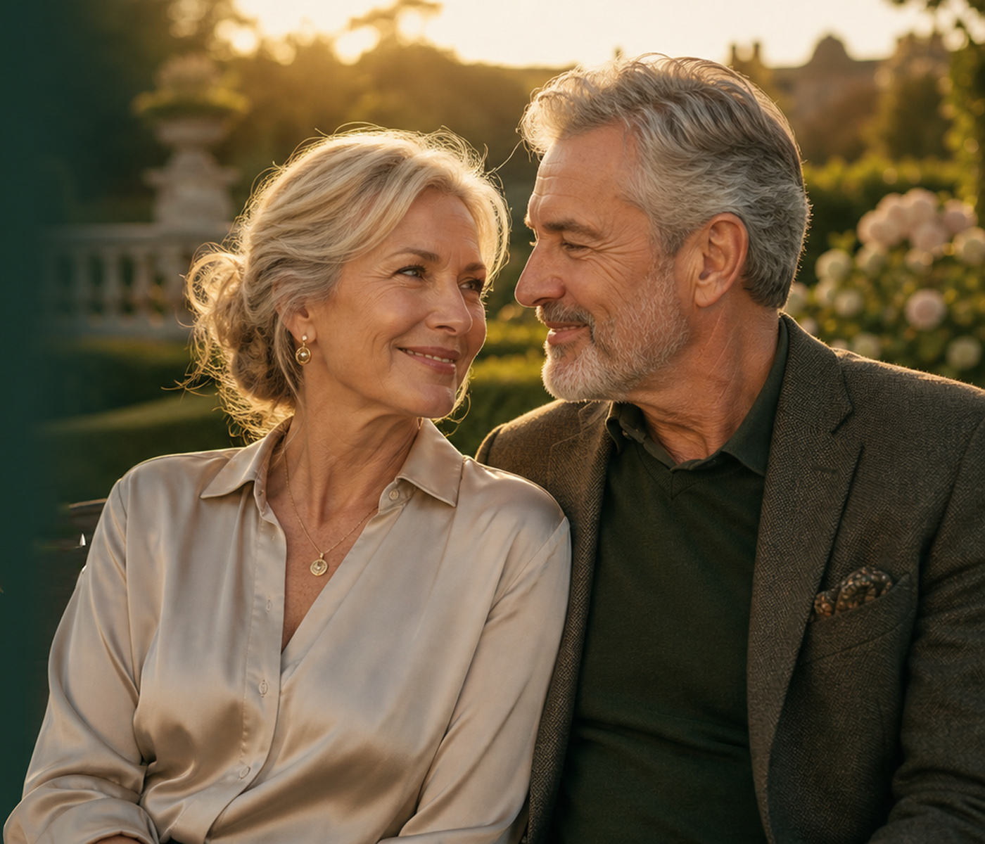 A mature couple sharing a warm conversation